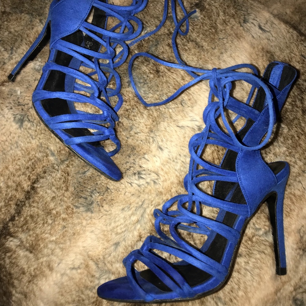 COBALT BLUE ZARA STRAPPY HEELS